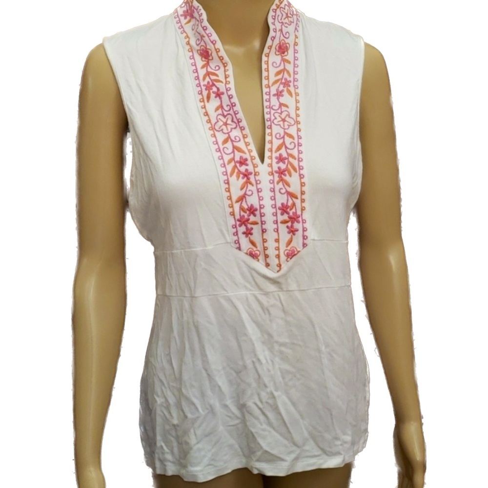 INC embroidered tie back sleeveless top size large